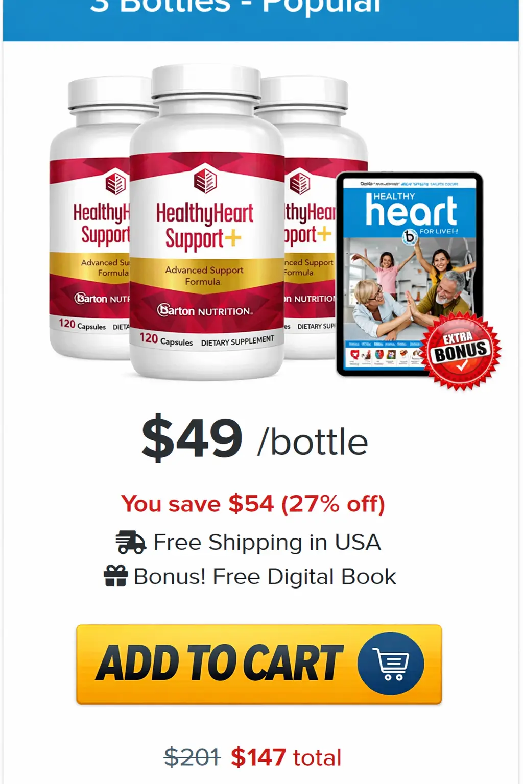 Healthy Heart Support+ 3 Bottle Price